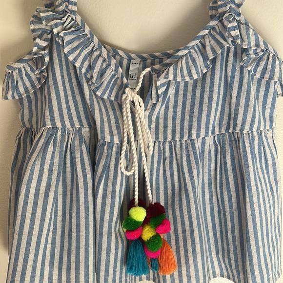 NWT Zara TRF Stripe Top Pom Poms Sz S - Picture 4 of 9